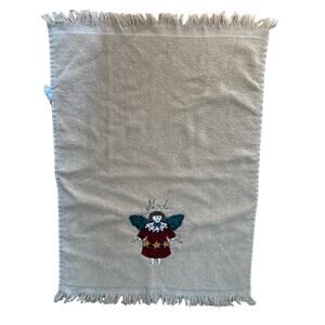 Vintage NOEL Angel Embroidered Hand Towel USA Made Beige